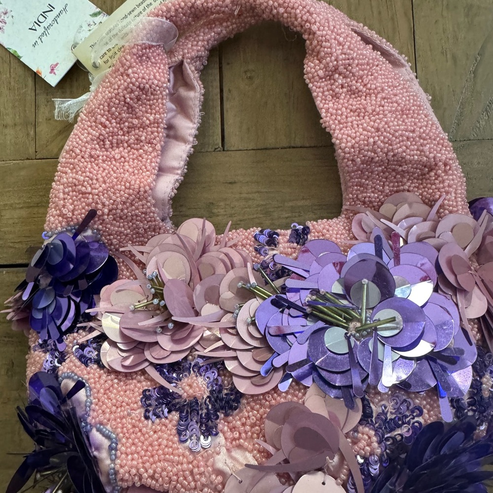 Pink and Purple Beaded Handbag